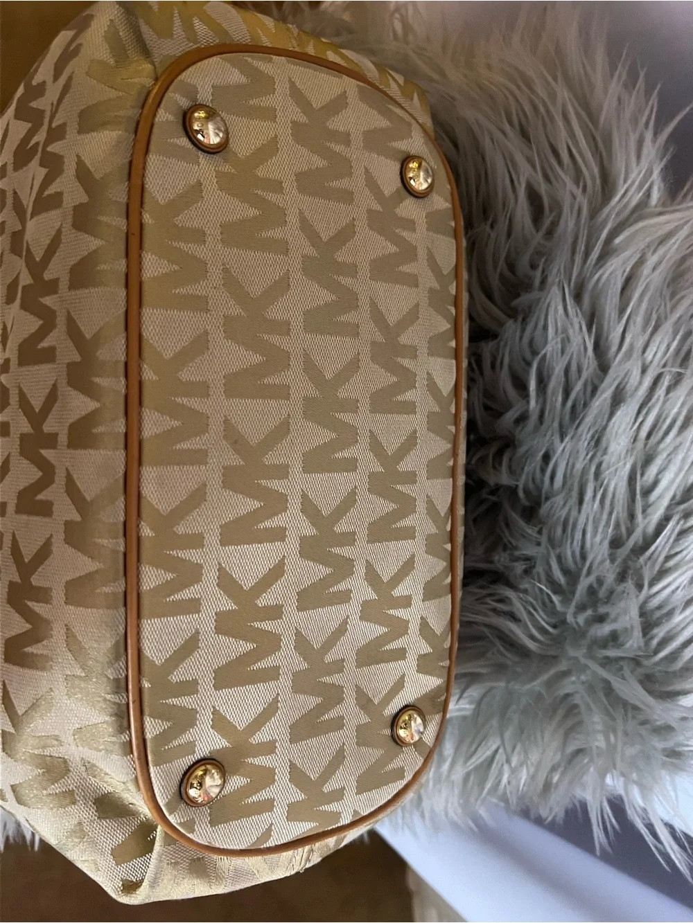 Michael Kors Tan & Cream Logo Drawstring Tote